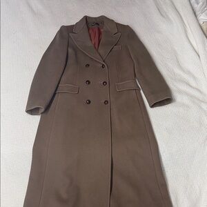 Vintage Wool Taupe Benard by Harve Benard Double-Breasted Coat - Very Good Cond